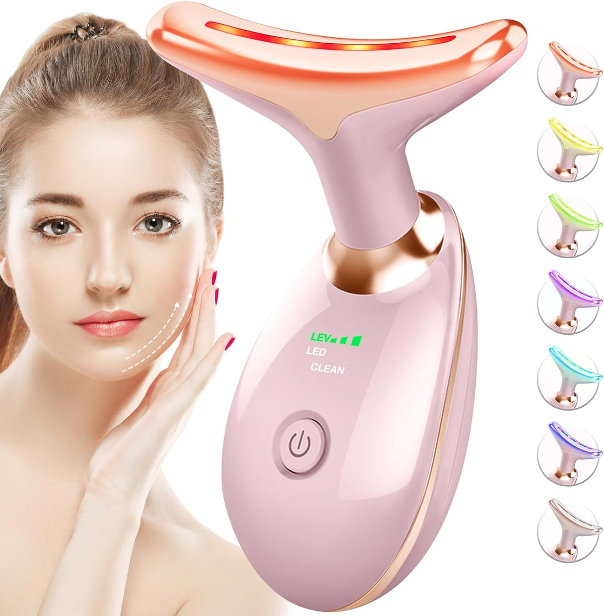 SDKWDH Terapia de Luz Roja para Cara y Cuello, Herramienta de Masaj...
