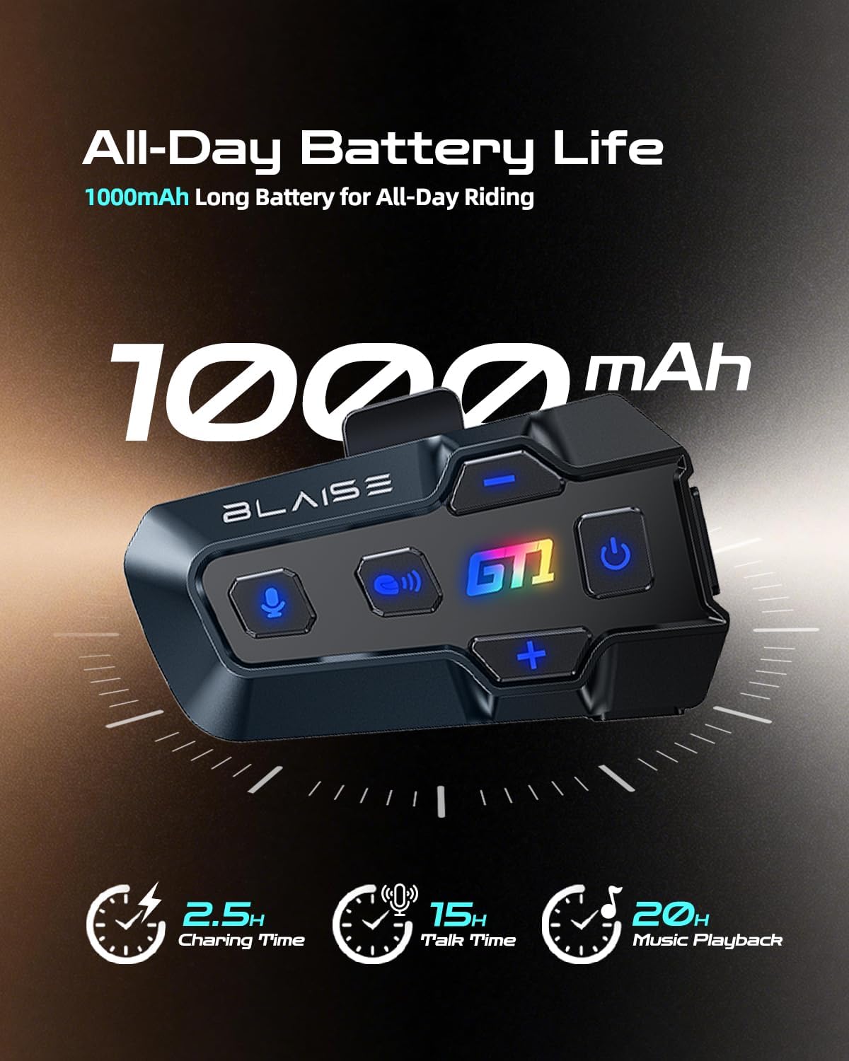BLAISE Auriculares Bluetooth GT1 para motocicleta con sonido estére...