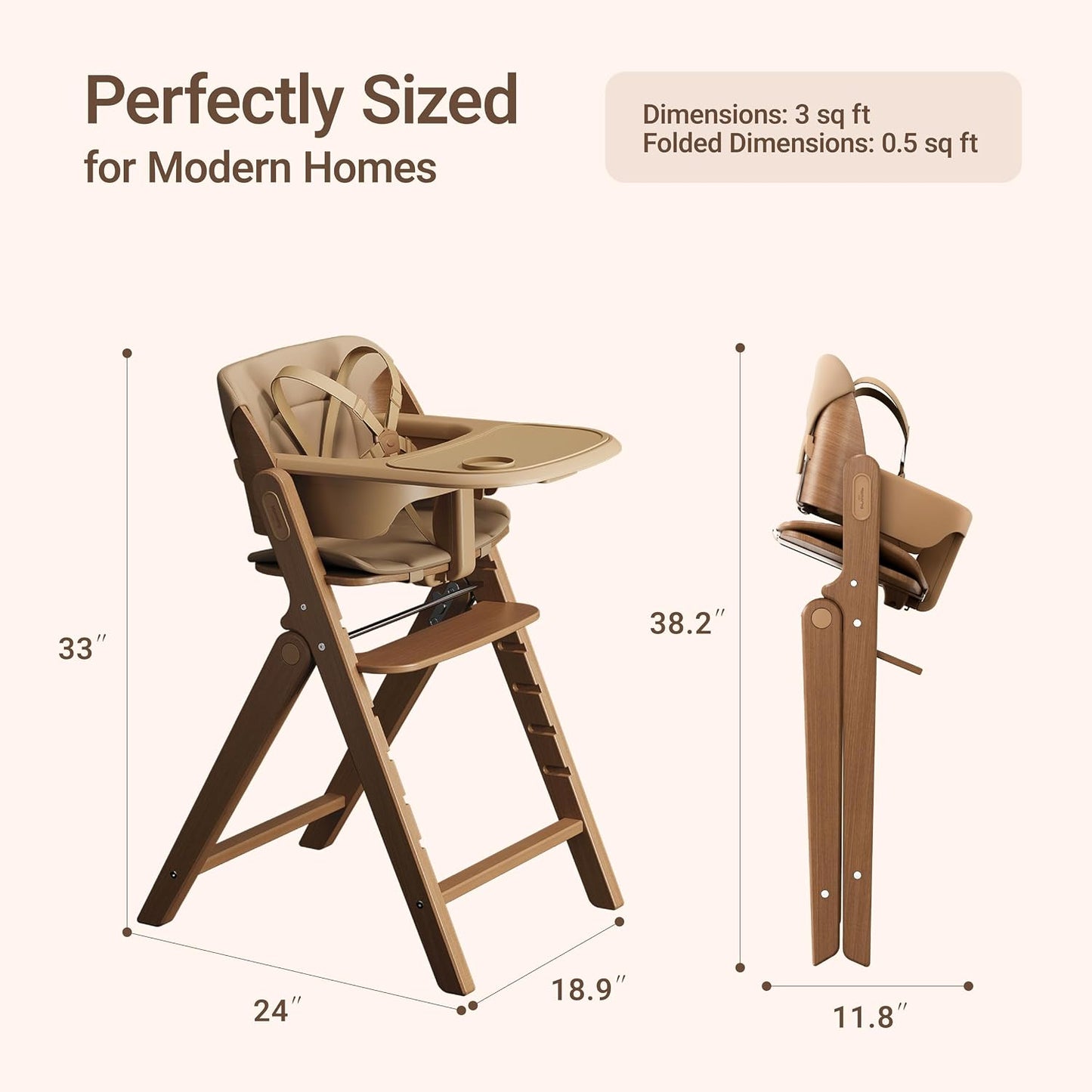 Mamazing GrowPod Pro - Silla alta de madera para bebés de 6 meses a...