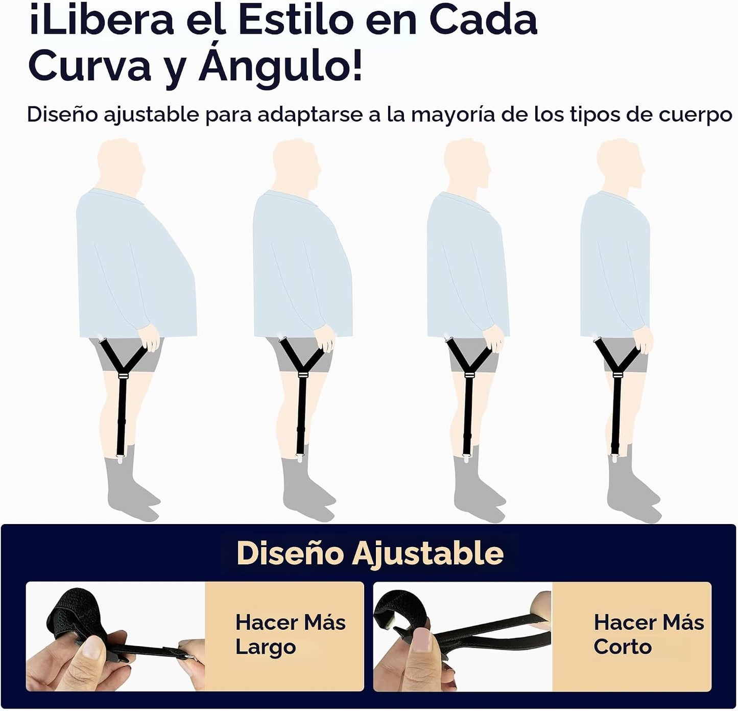 Tirantes de Camisa Ajustables Suaves y Lisos Elásticos con Clips An...