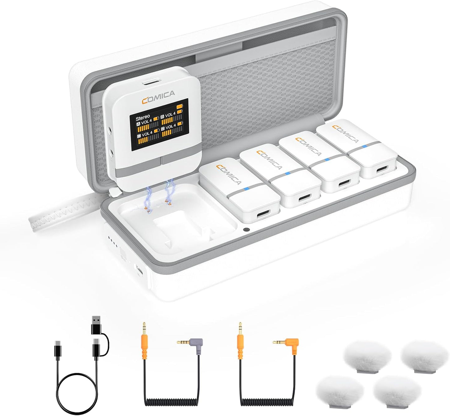 COMICA Vimo Q - Micrófono lavalier inalámbrico de 4 canales para iP...
