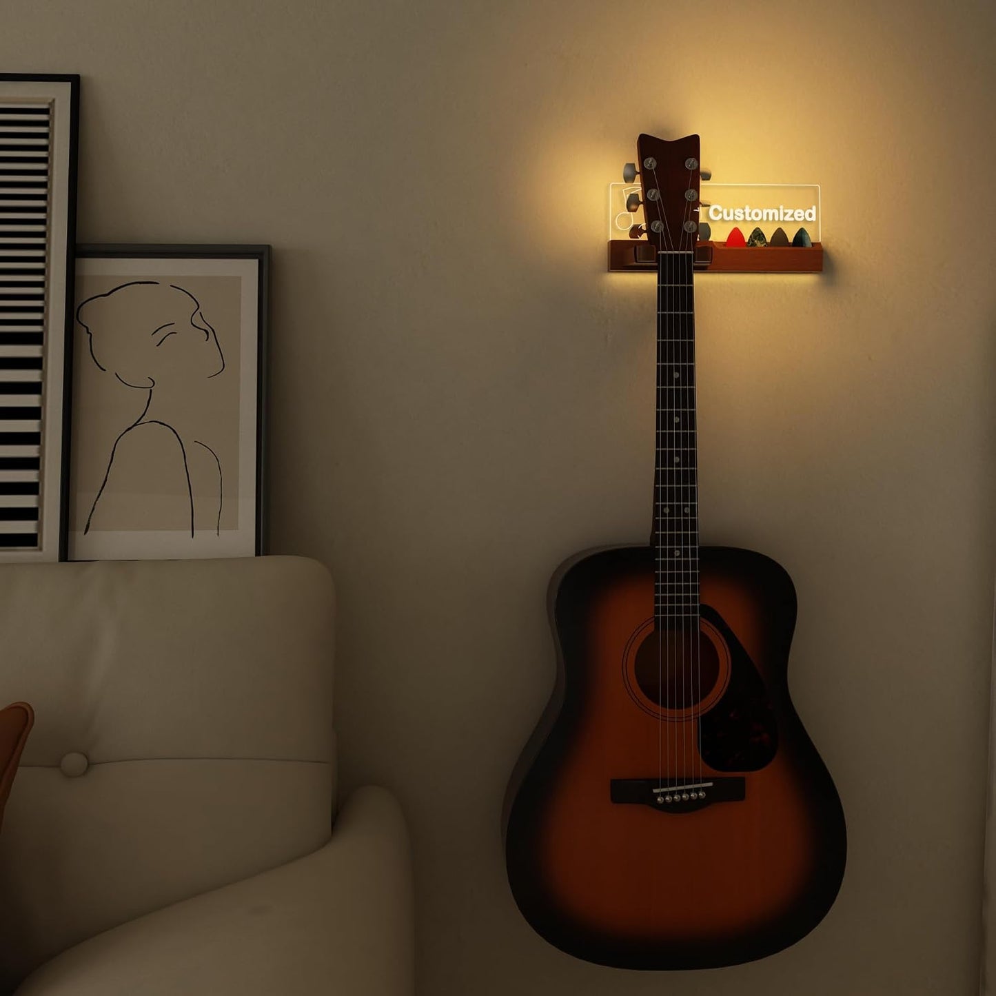 CoolGift Mart Soporte de guitarra personalizado para montar en la p...