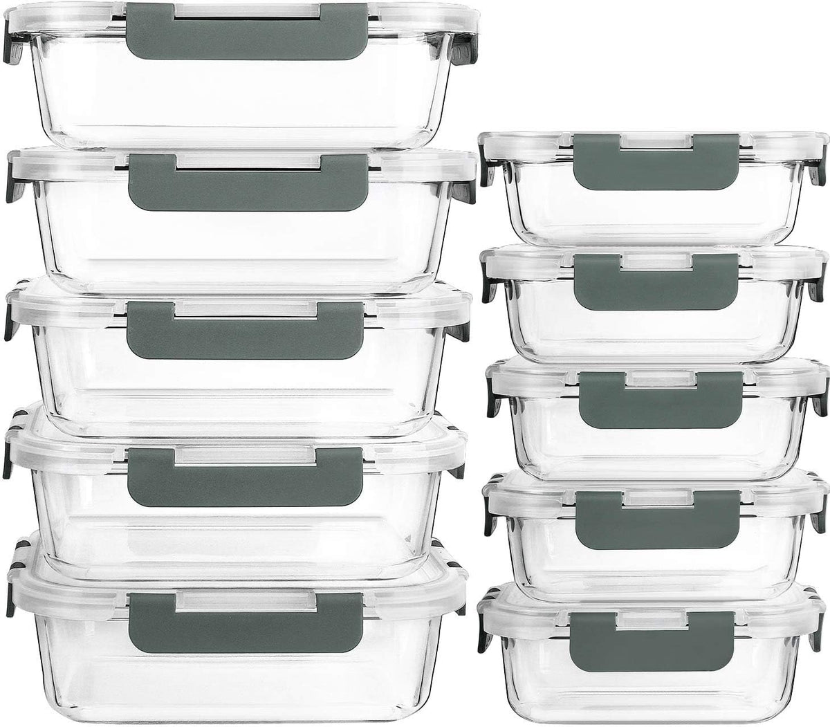 [Paquete de 10] Contenedores de vidrio para preparación de comidas...