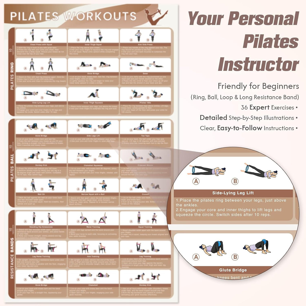 GINMIC Kit de pilates, equipo de pilates para entrenamientos en cas...