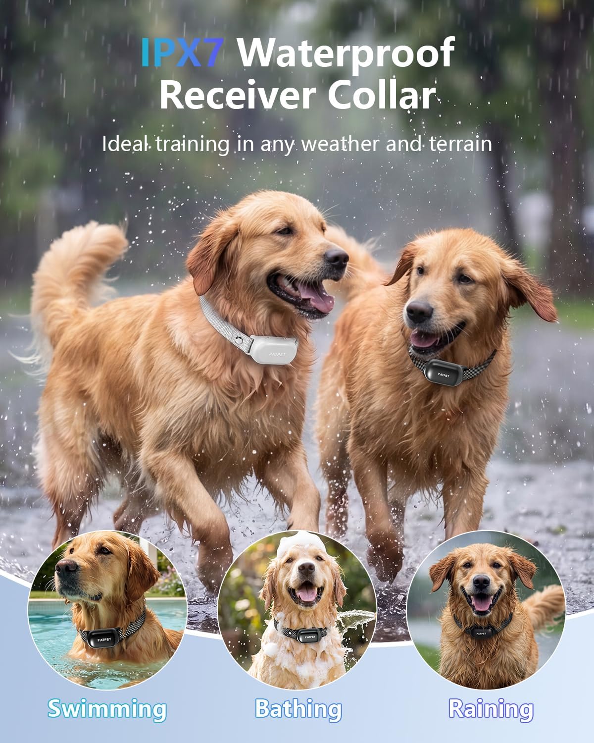 PATPET Collar de choque para perros (10 a 120 libras), collar de en...