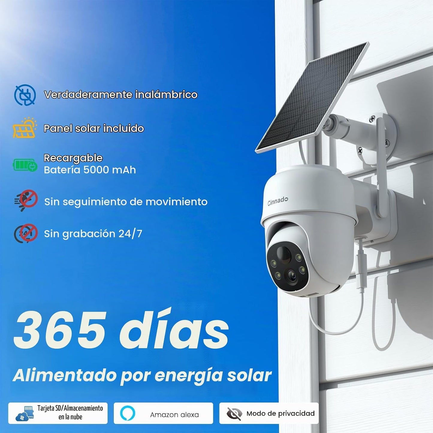 Cinnado Cámaras 2K para seguridad en el hogar, cámara inalámbrica W...