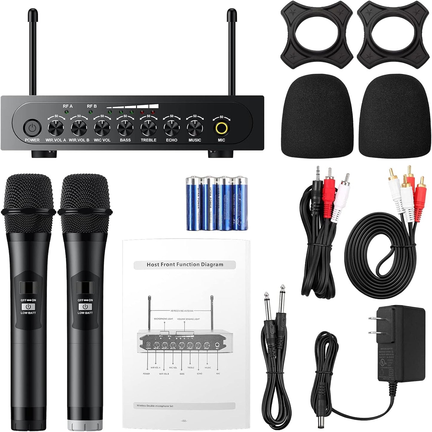 PROZOR Micrófono Inalámbrico UHF con Control de Volumen, Agudos, Gr...