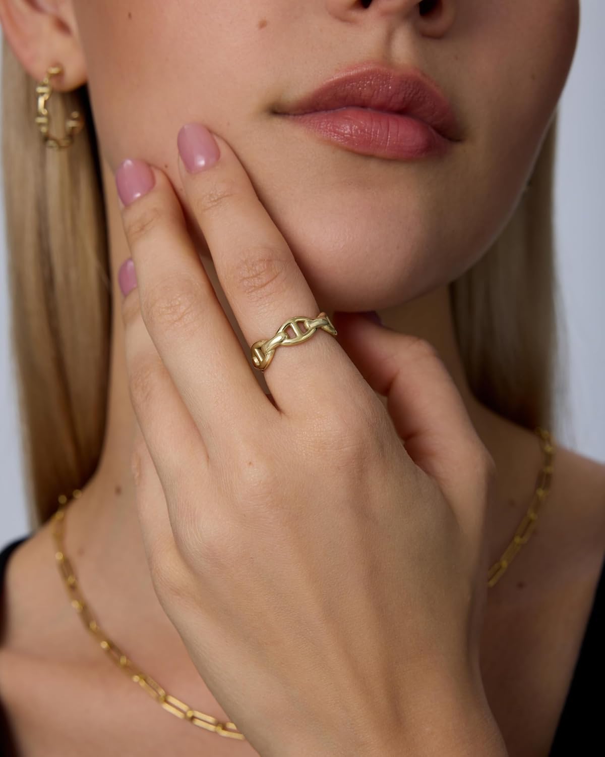 PAVOI Anillo de eslabones impermeable \u2013 Anillo de cadena de es...