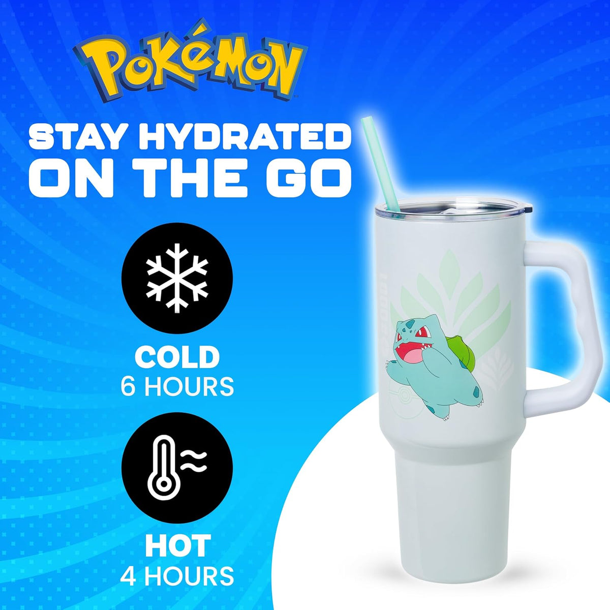 Silver Buffalo Pokémon Bulbasaur, vaso de acero inoxidable, 40 onza...