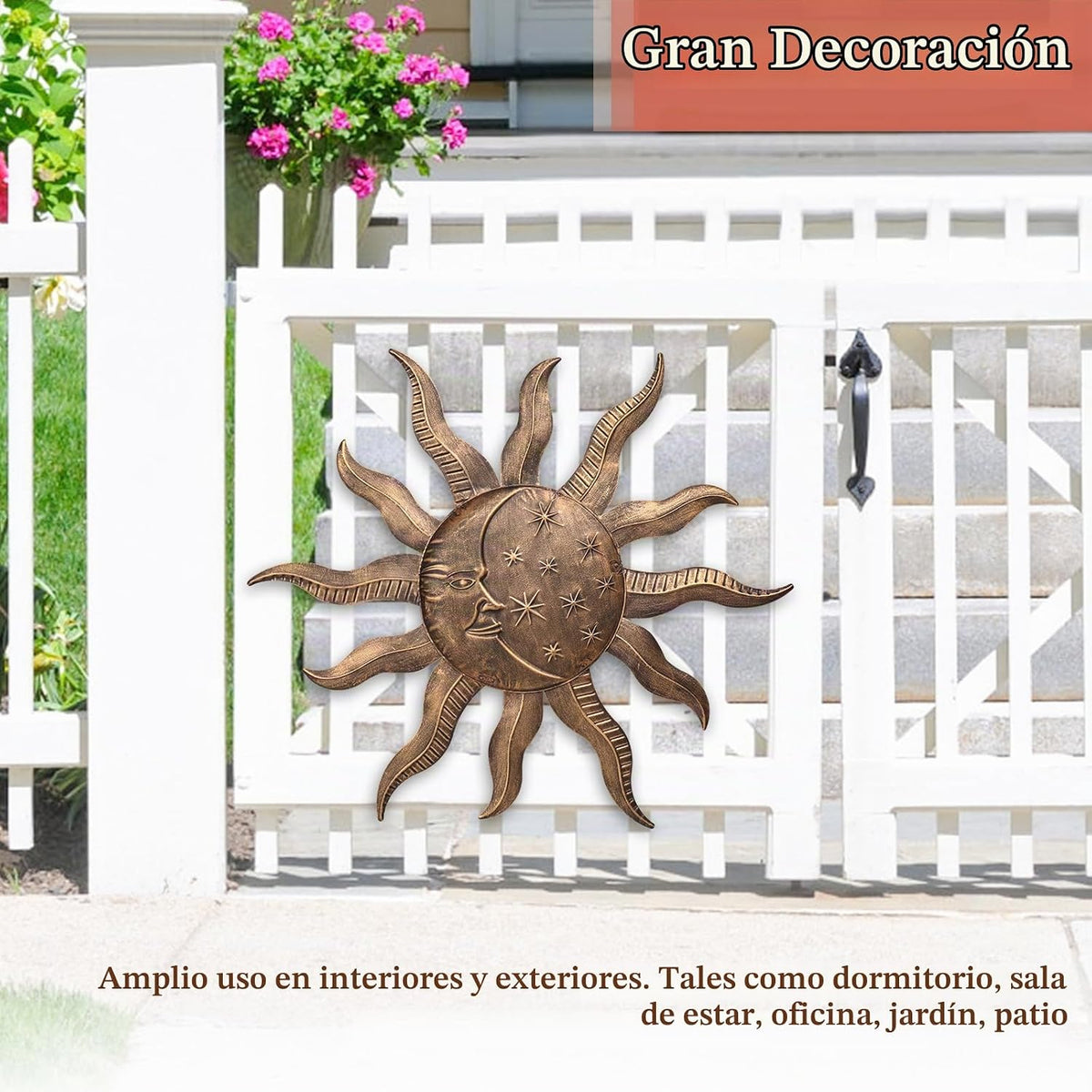 VCUTEKA Arte de pared de metal con sol de 27 pulgadas, decoración p...