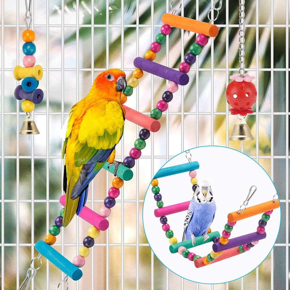 Juguetes para periquitos de pájaros, hamaca colgante para masticar,...
