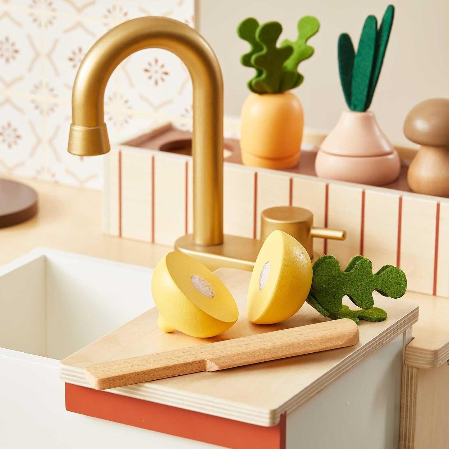 Tiny Land - Cocina de madera para niños pequeños, diseño retro cáli...