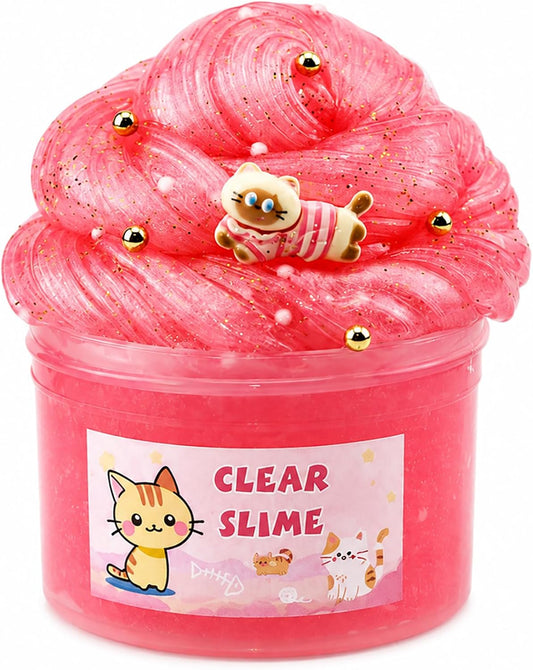Slime transparente con purpurina con gato, juguetes para niñas, lim...