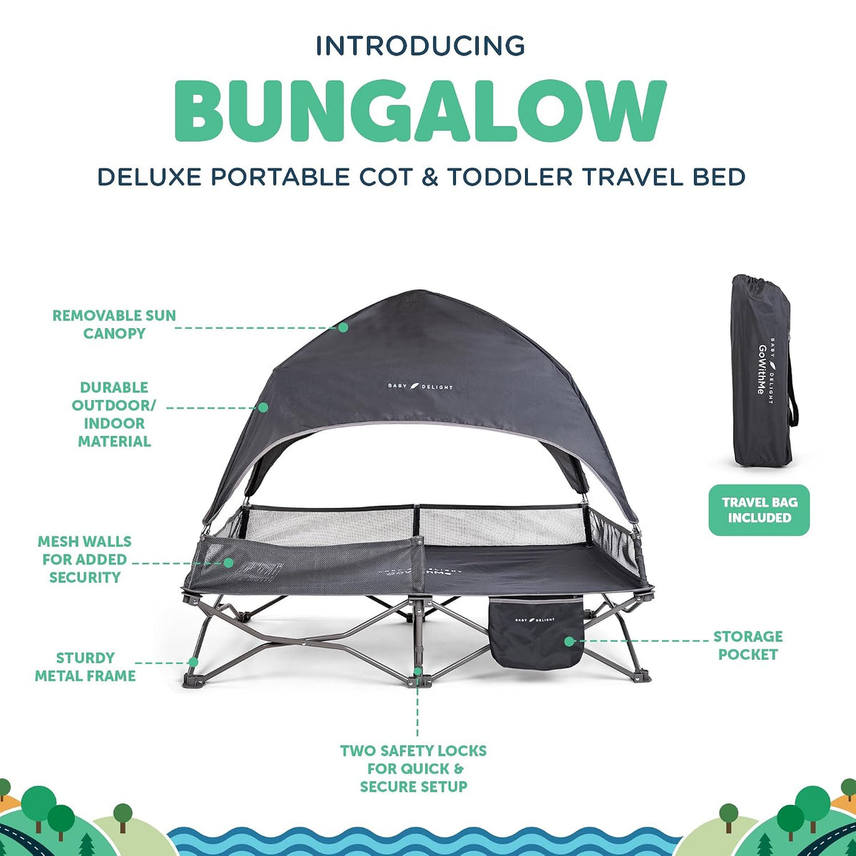 Baby Delight Go with Me Bungalow Deluxe - Cuna portátil, color gris...