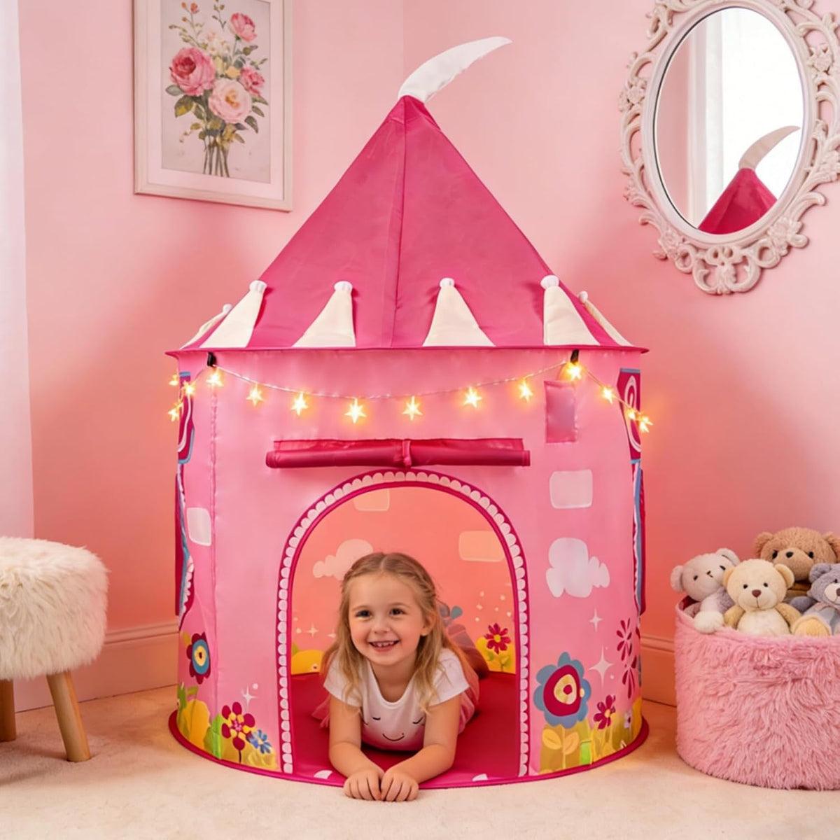 ROIWUIE Tienda de campaña de juego Princess Castle para niños, tien...