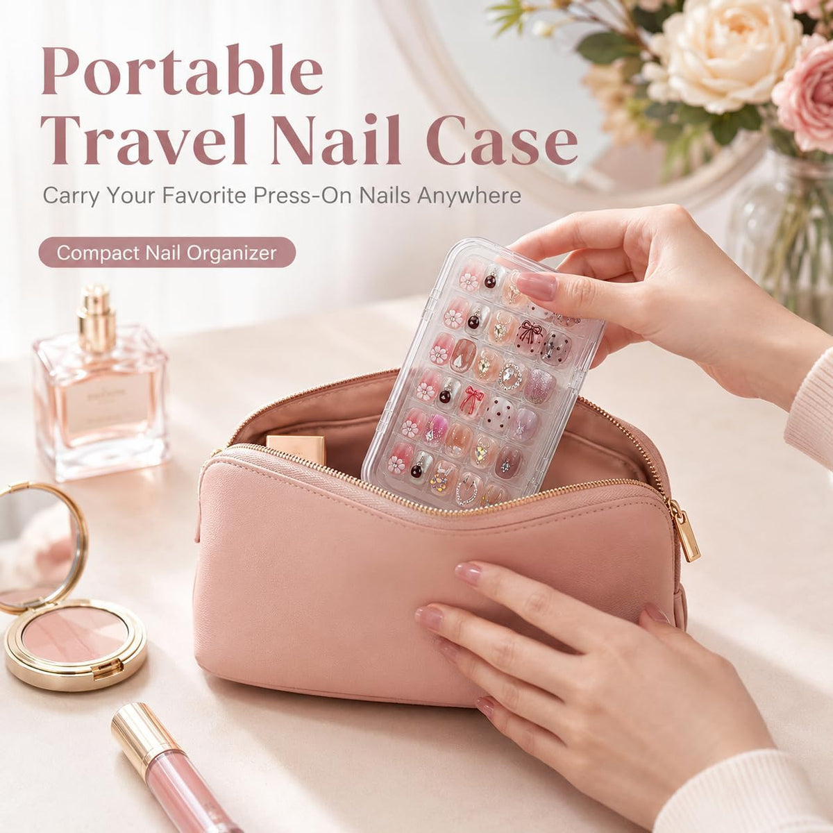 XSHQGZRX Estuche organizador de uñas con tres pliegues a presión |...