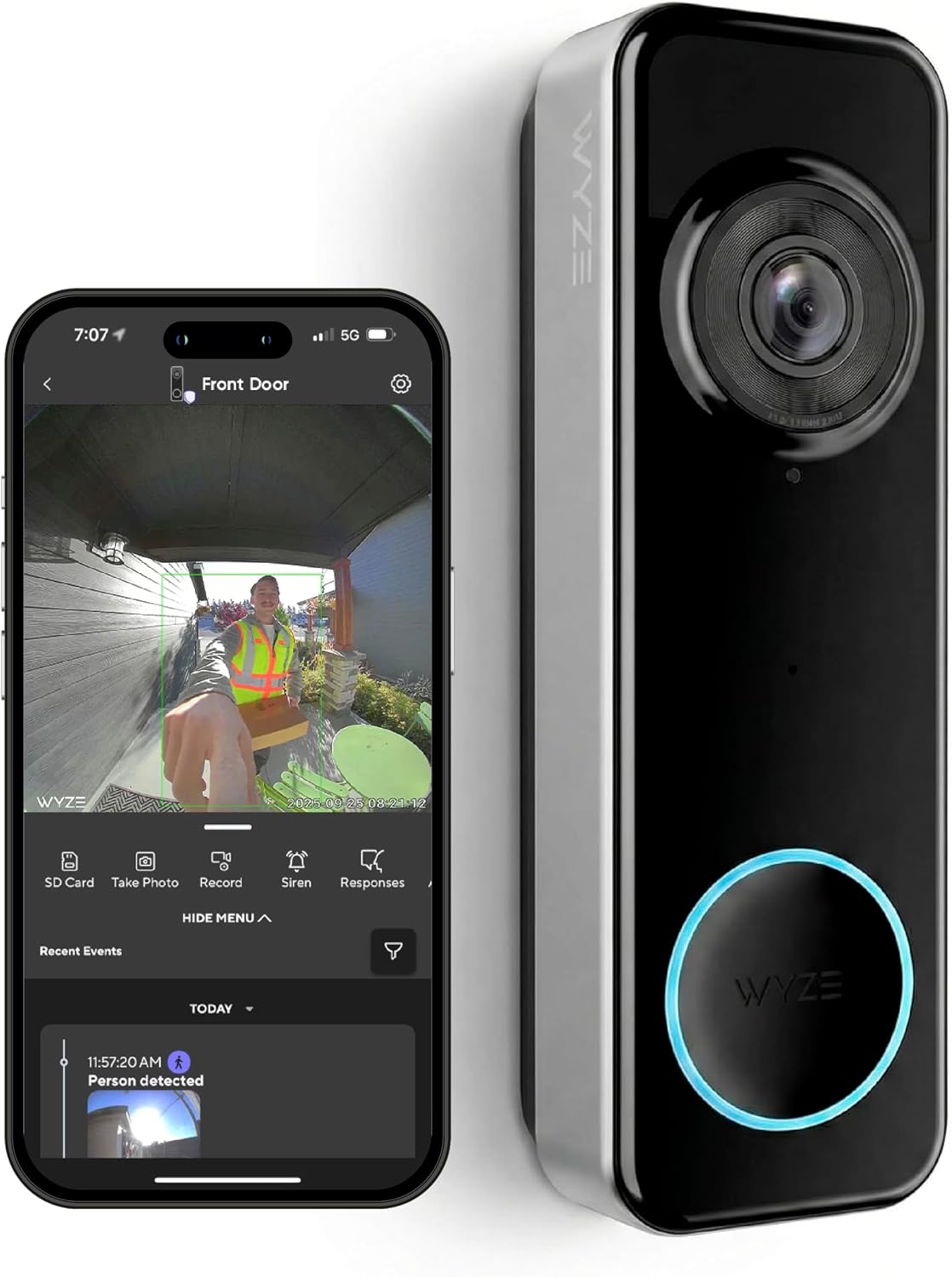 Wyze Timbre de video con batería, cámara inalámbrica, 1536 x 1536 H...