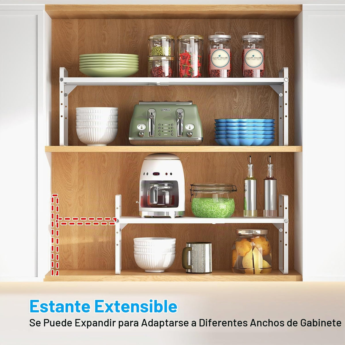 Organizadores de estantes de gabinete de cocina de 15.5 a 25.5 pulg...