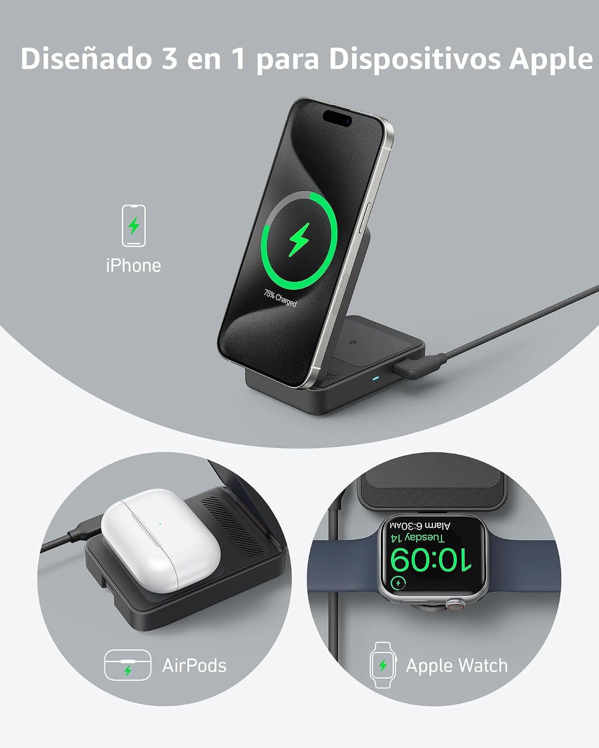 Anker MagGo - Estación de carga plegable Qi2 de 15 W compatible con...