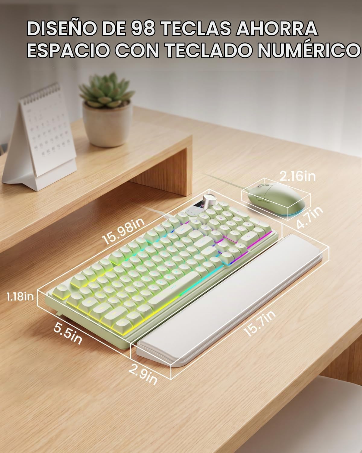 Combo de teclado y mouse con cable EWEADN con reposamuñecas desmont...
