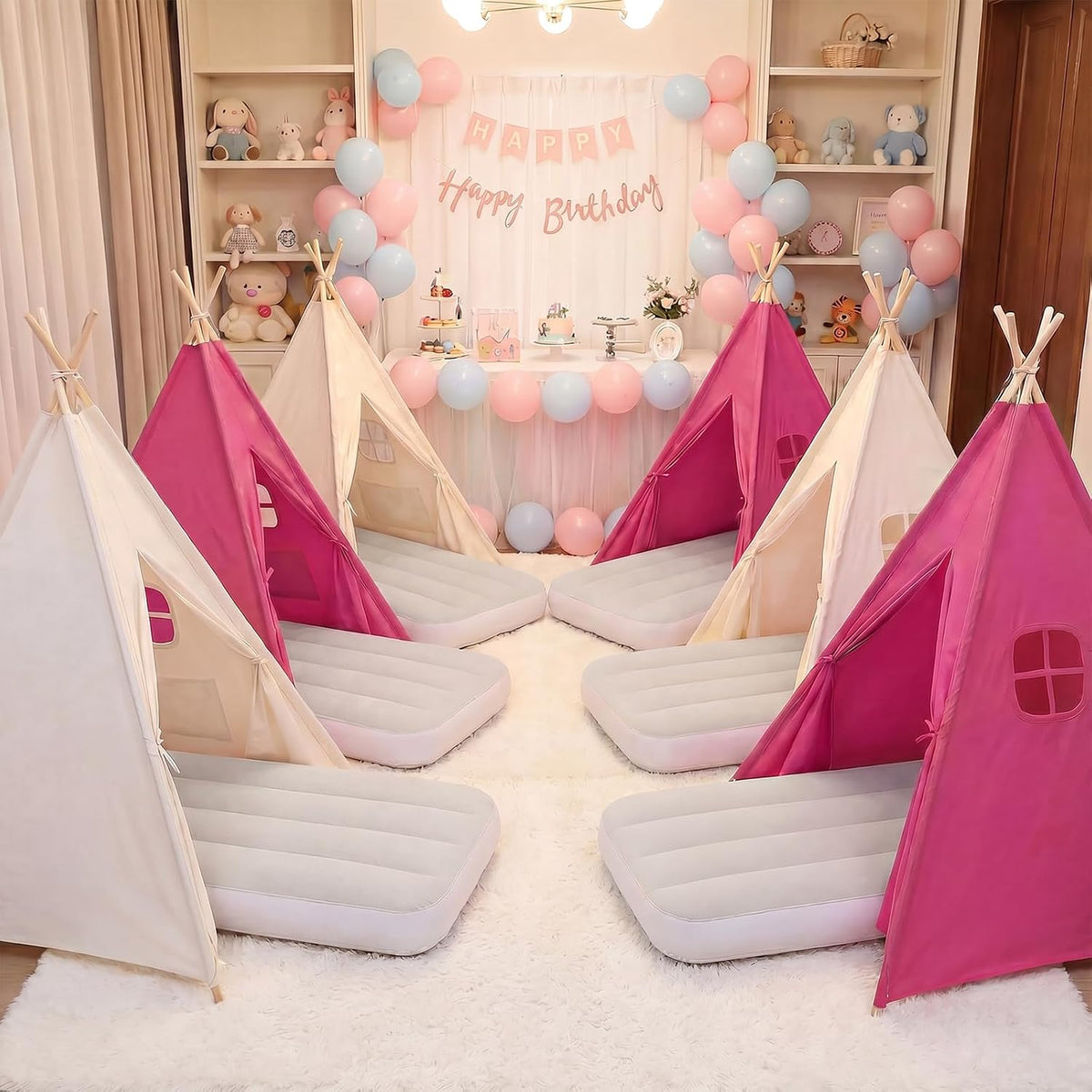 wilwolfer Paquete de 2 tiendas de campaña tipi para niños con cama...