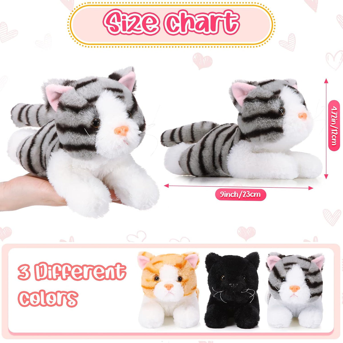 Harrycle 3 piezas de 9 pulgadas gato de peluche de peluche, estilo...