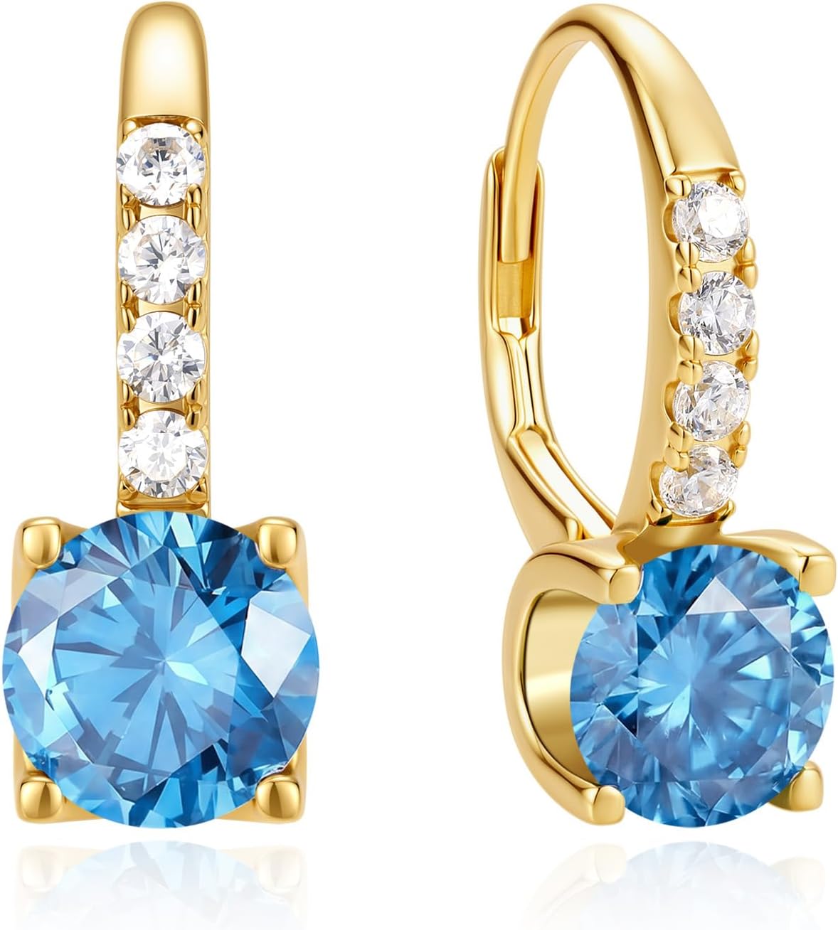 FANCIME Pendientes colgantes de plata de ley chapada en oro de 14 q...