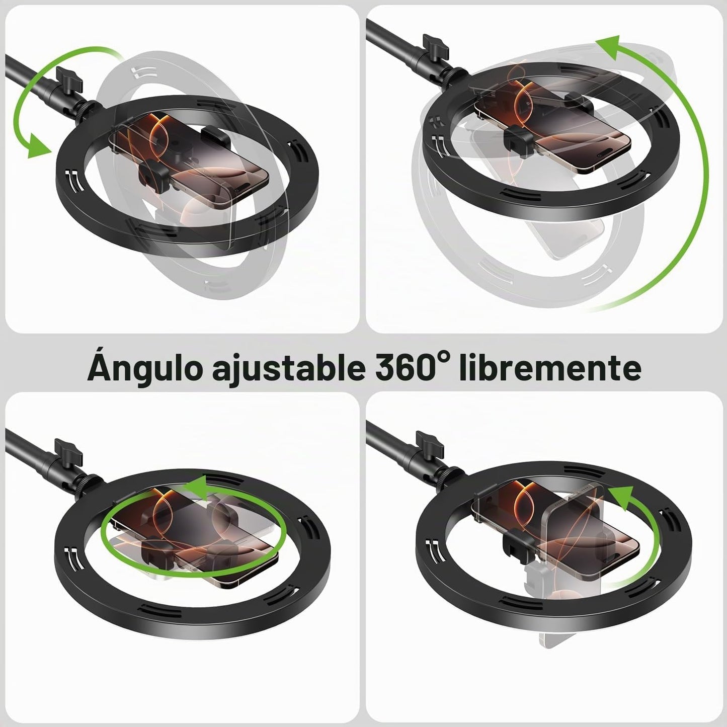 elitehood Soporte de teléfono aéreo con luz para grabación de video...