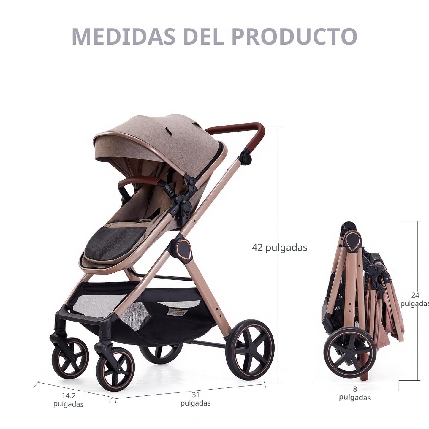 Lortsybab Cochecito de bebé 2 en 1, cochecito convertible para bebé...