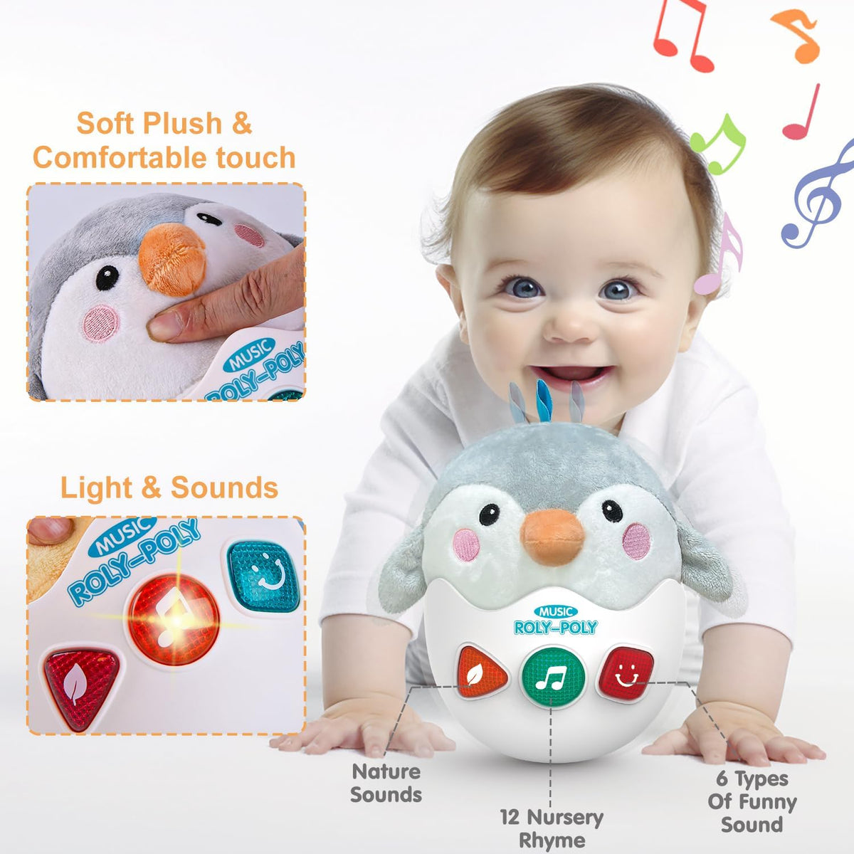 LTKFFFdp Juguetes para bebés de 1 a 3 años, juguete musical de felp...