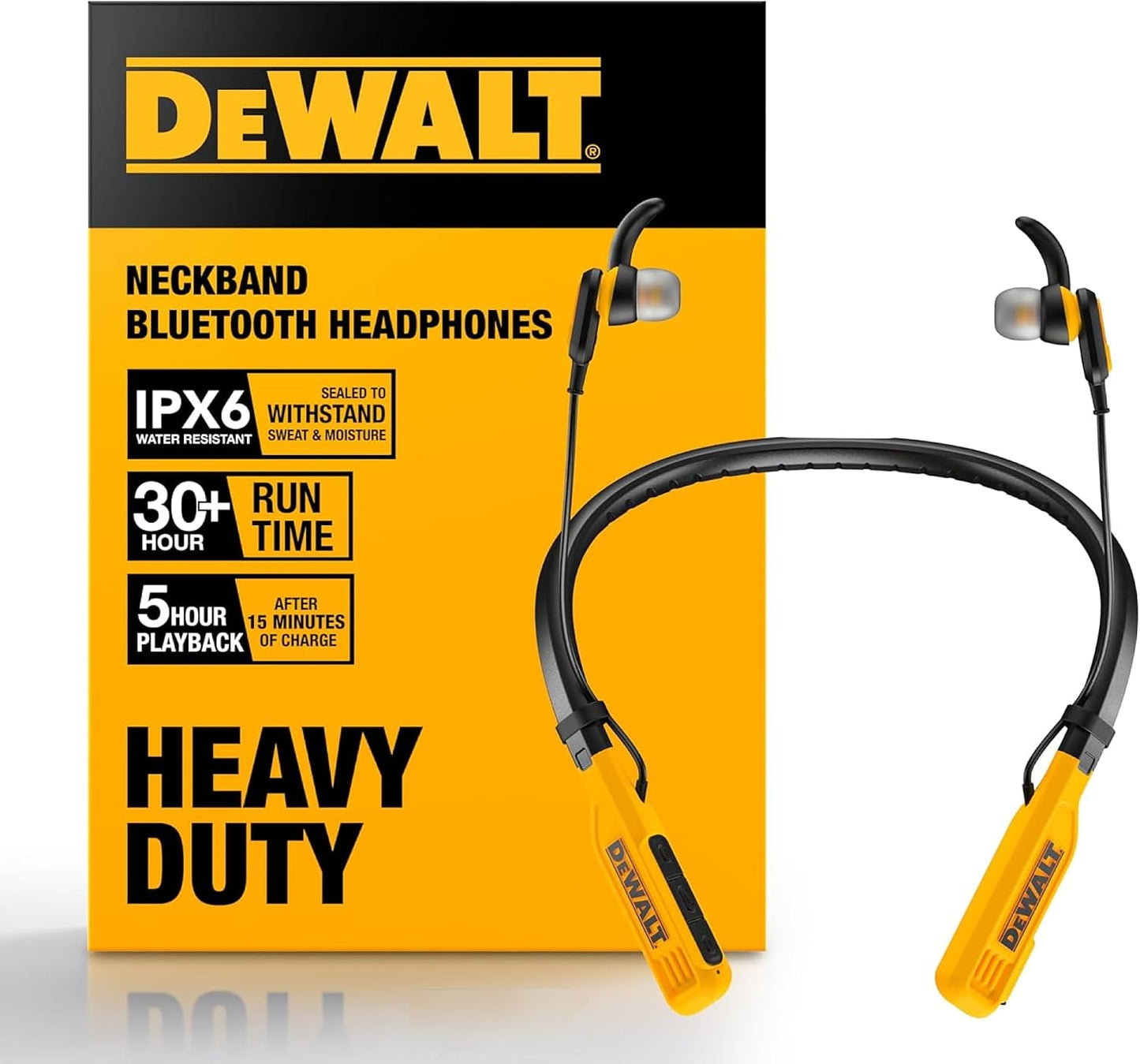 DEWALT Auriculares Bluetooth de Servicio Pesado con Banda para el C...
