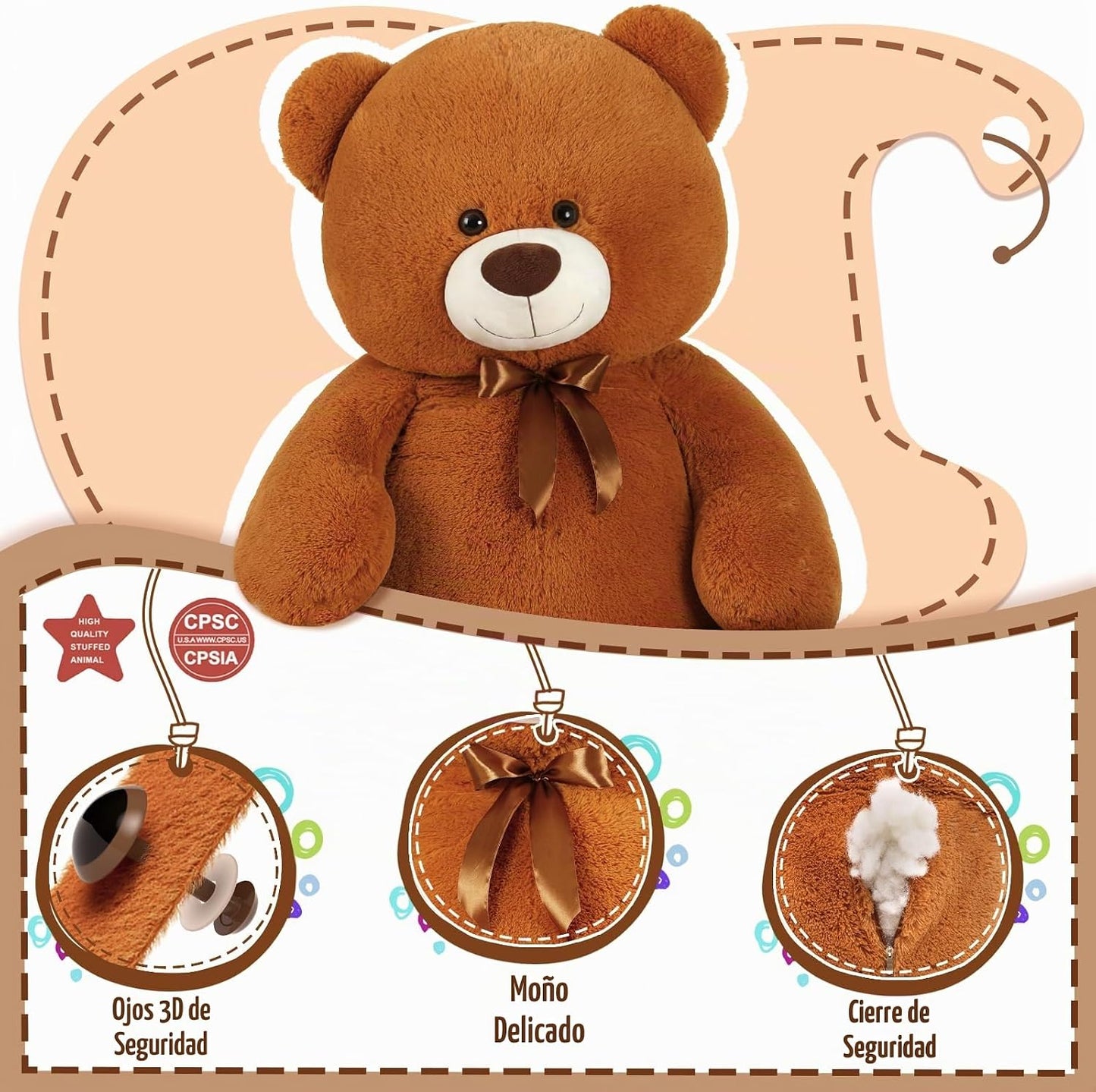 MaoGoLan Oso de peluche gigante de 47 pulgadas de 4 pies, gran anim...