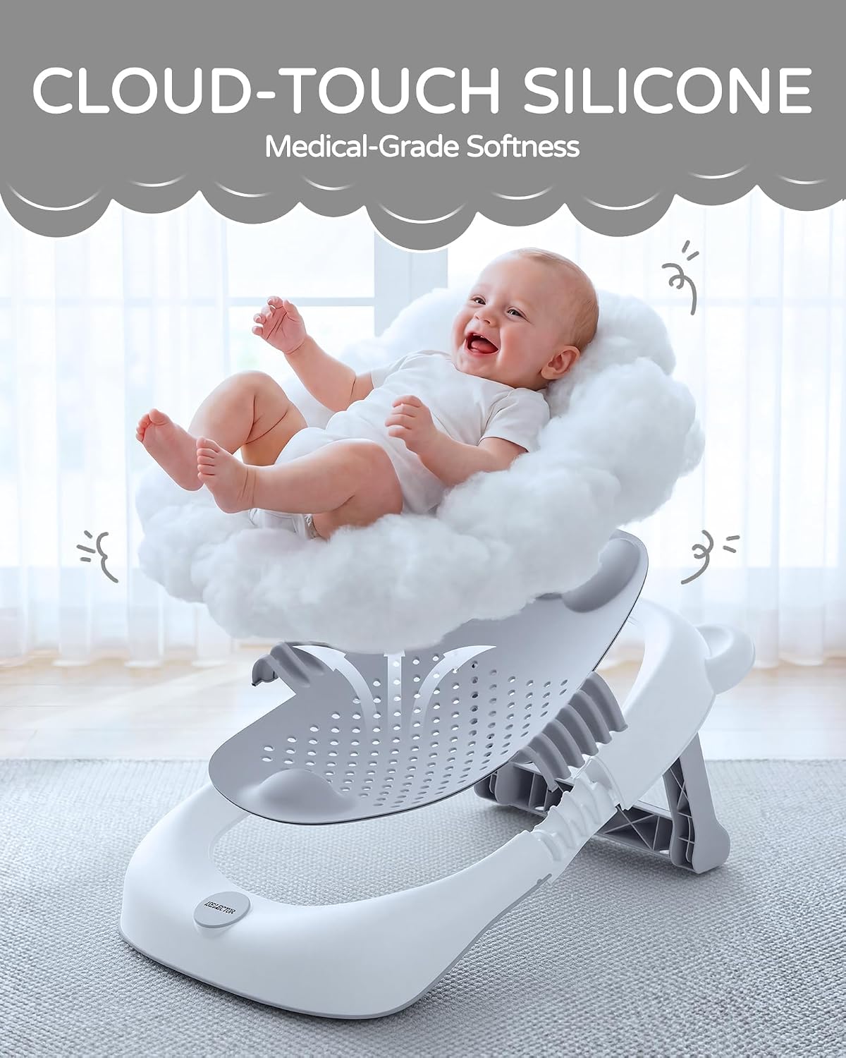 ISELECTOR Soporte de baño plegable para bebé, asiento portátil para...