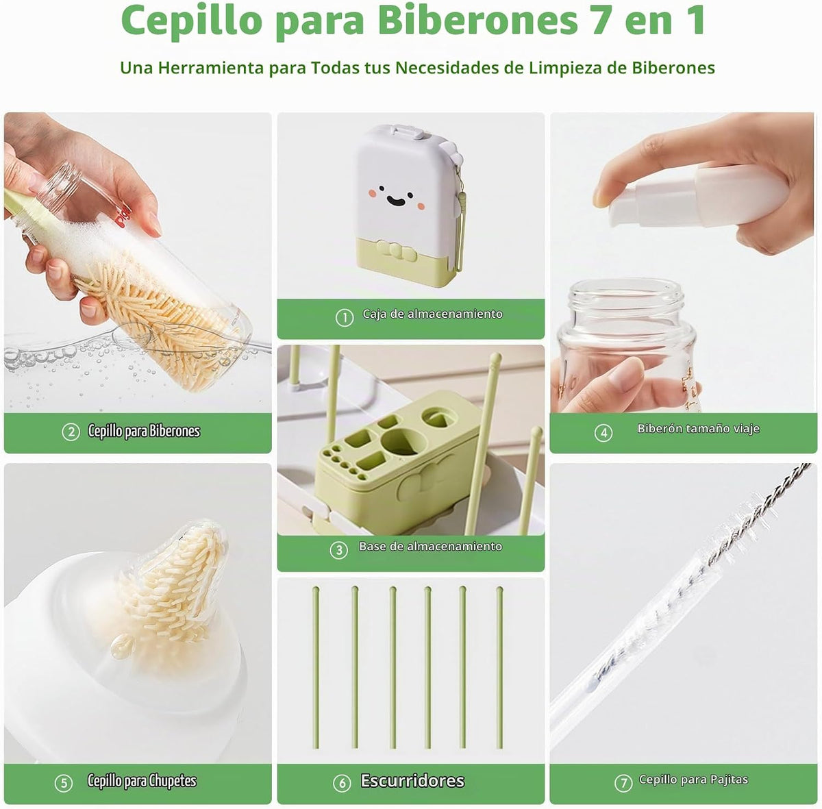 Juego de cepillos para biberones \u2013 Kit limpiador de biberones...