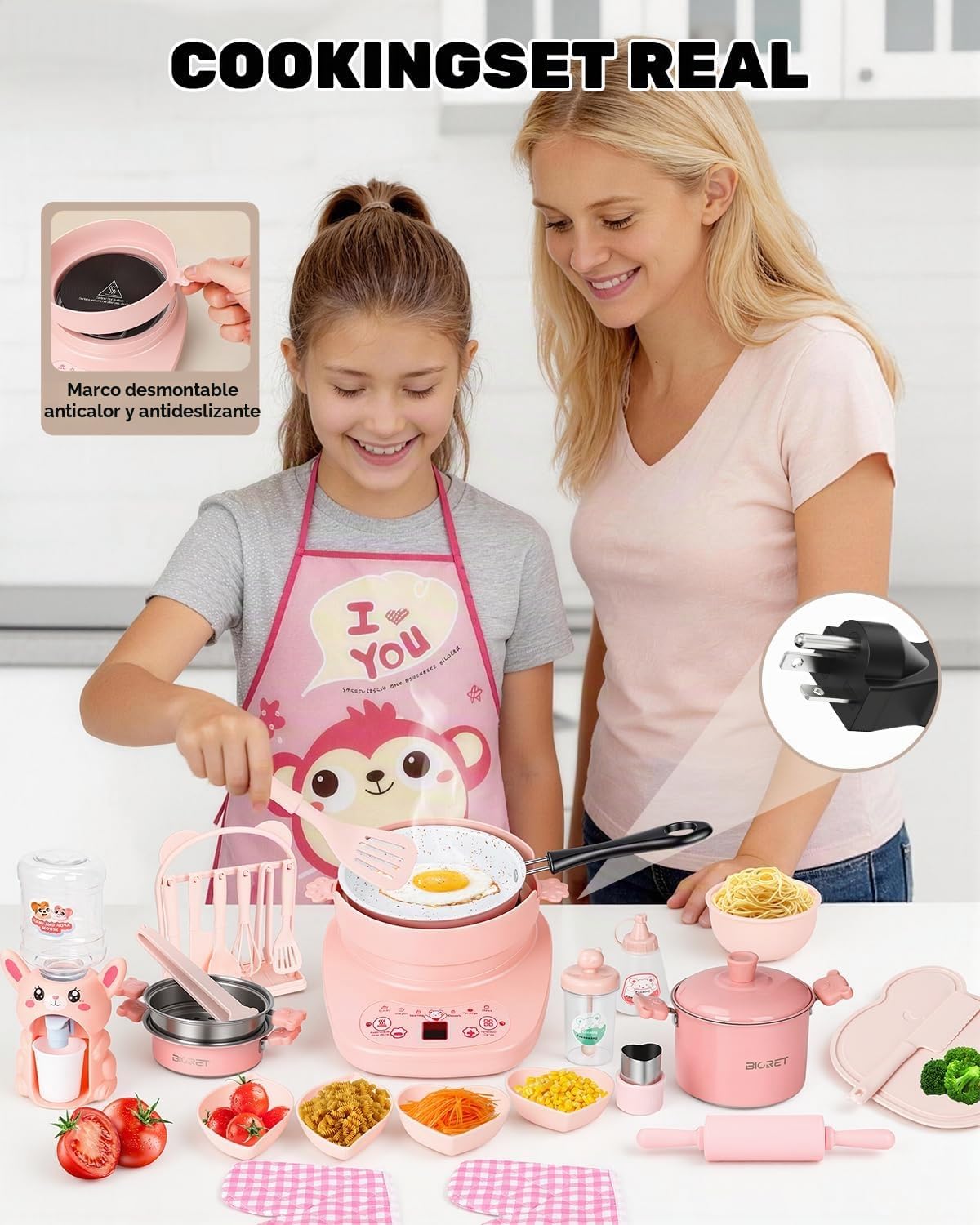 Mini juego de cocina real para adolescentes, kit de 42 platos eléct...