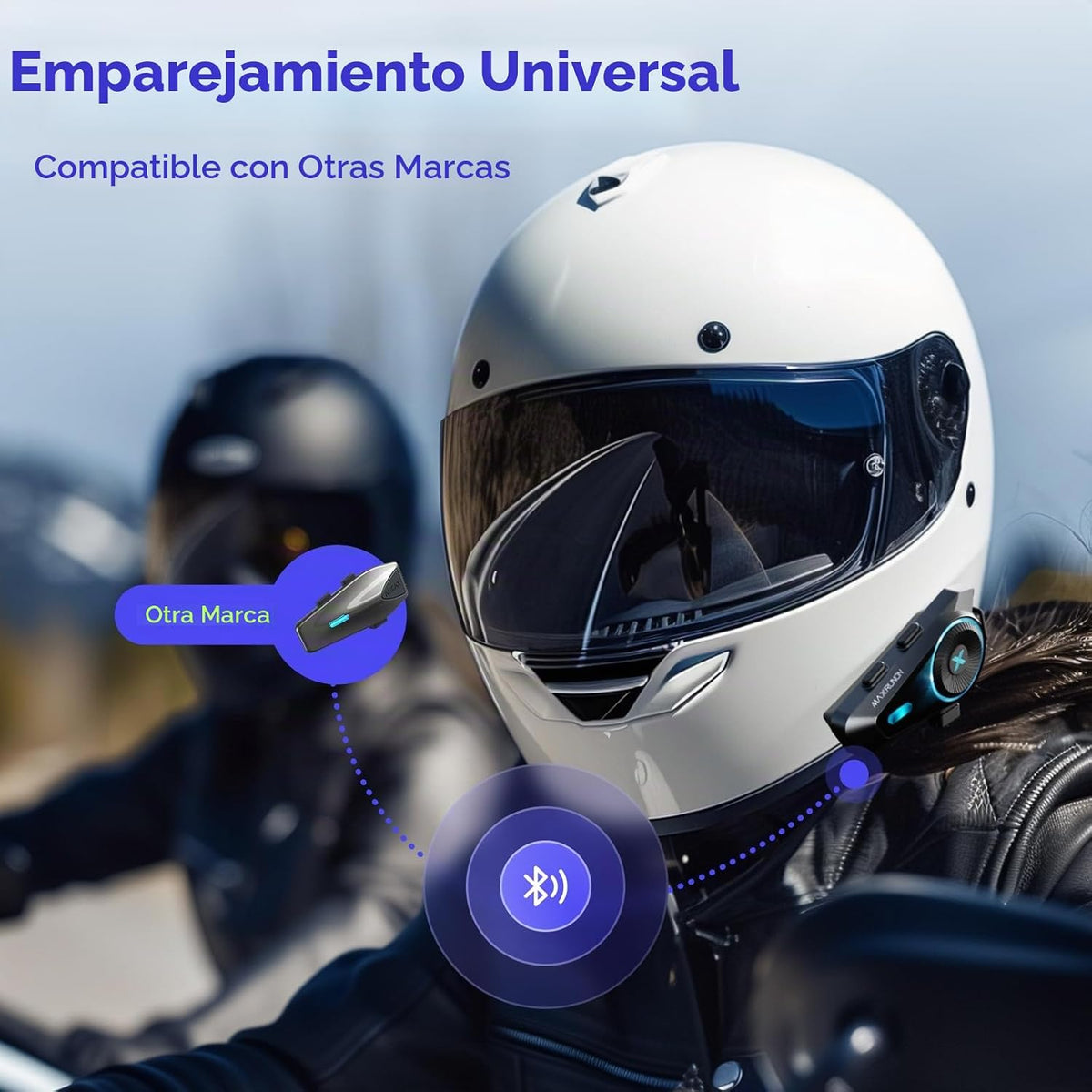 MAXRUNON Auriculares Bluetooth para motocicleta D10 con control de...