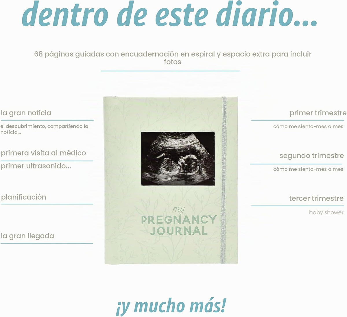 Pearhead My Pregnancy Journal, hoja verde salvia, inserto de fotos...