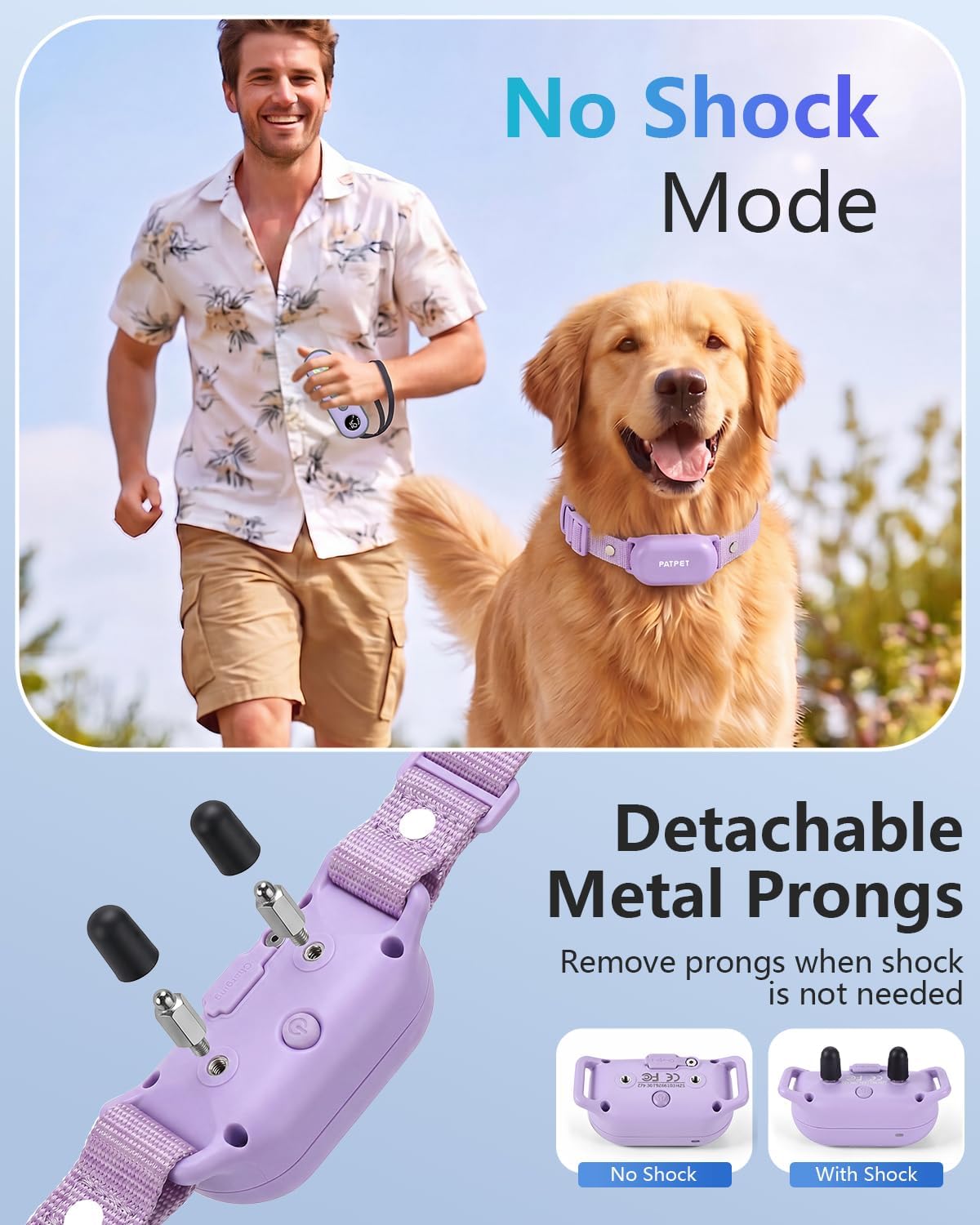 PATPET Collar de choque para perros (10 a 120 libras), collar de en...