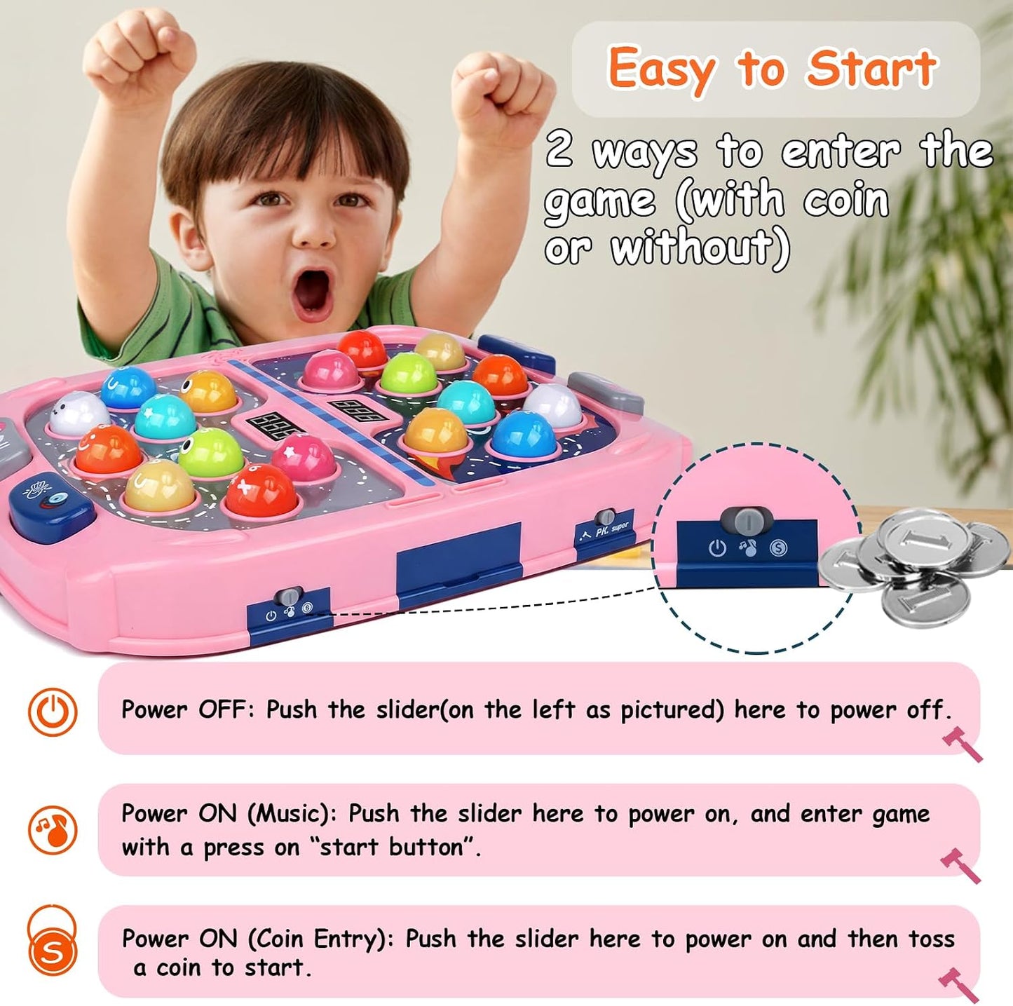 Juego de Golpear Topos para Niños, Juguetes para Niños y Niñas de 3...