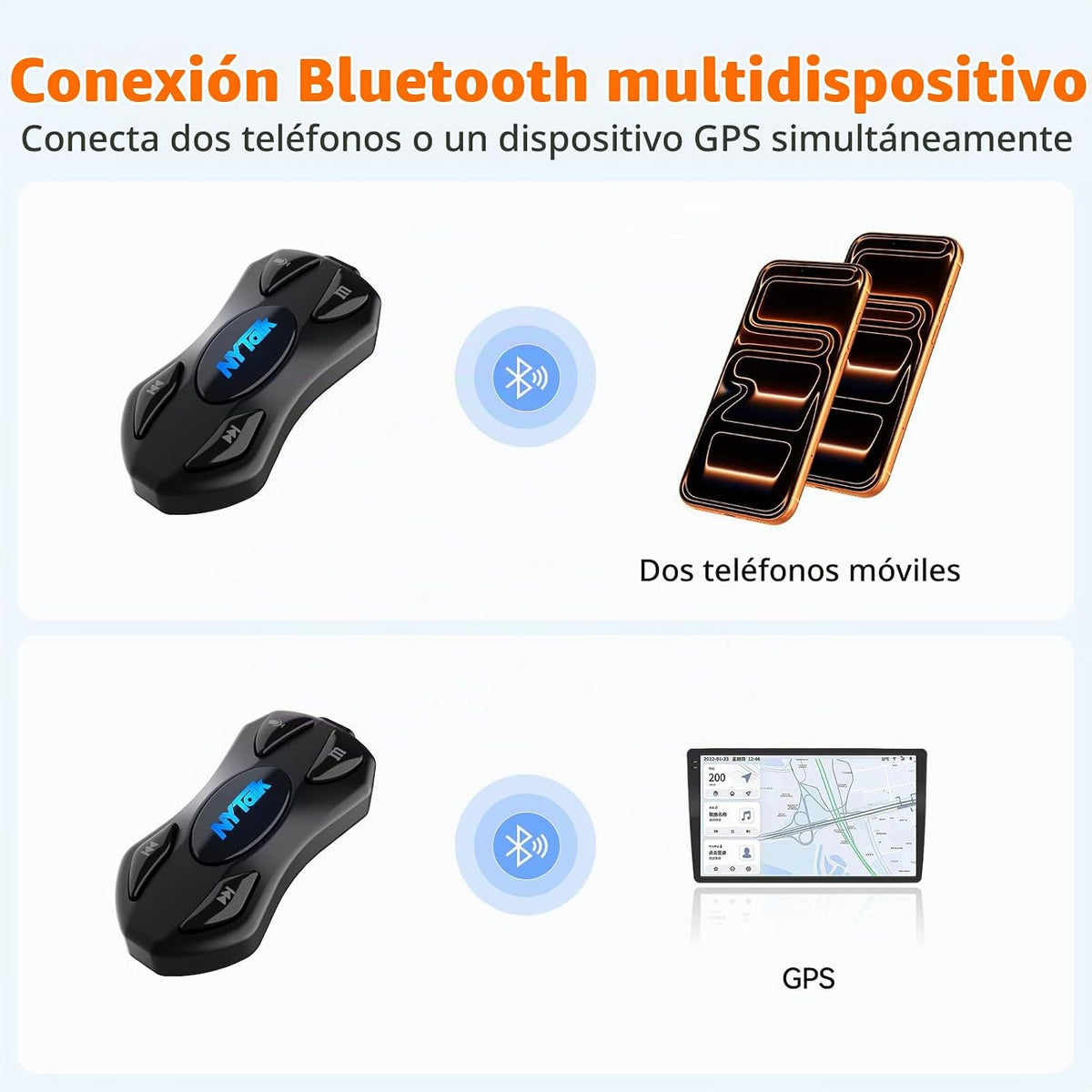 NYTALK N2 - Casco de motocicleta de 2 vías con Bluetooth, para comp...