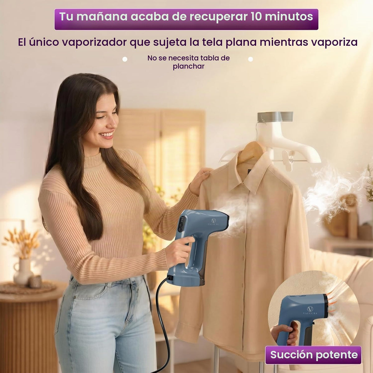 Vaporizador al vacío para ropa, vaporizador y plancha 2 en 1 de 120...