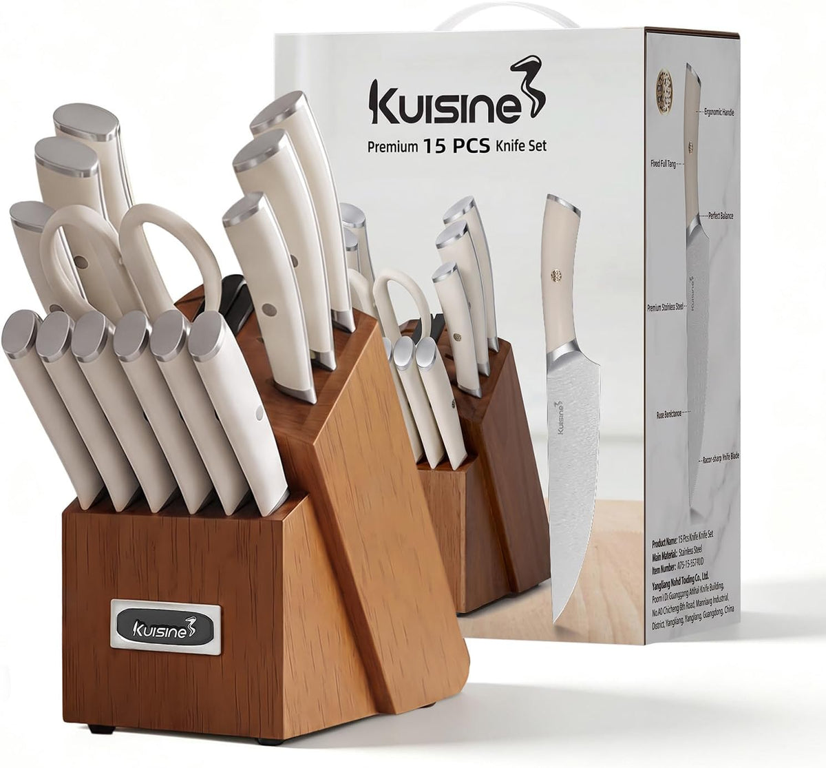 Juego de cuchillos de cocina Kuisine, hoja ultra afilada de acero i...