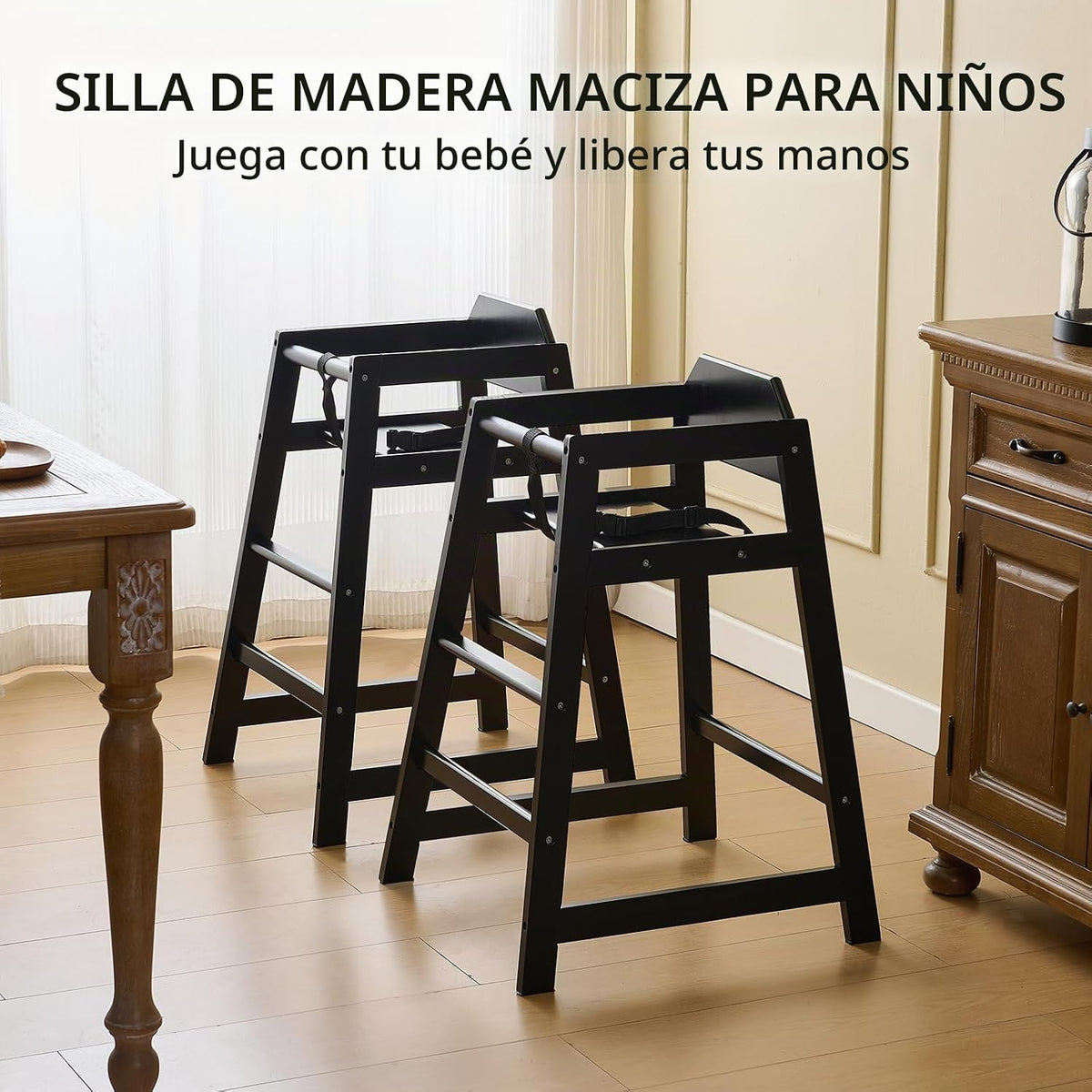 Neoflavie - Silla alta de madera para bebés y niños pequeños, color...