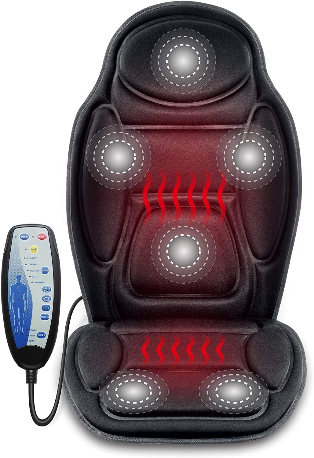 Snailax Cojín de asiento de masaje, masajeador de espalda con calor...