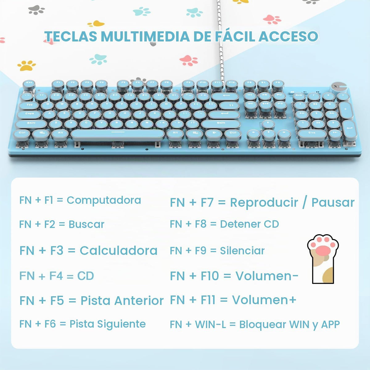 LexonElec Teclado mecánico retro para juegos estilo máquina de escr...