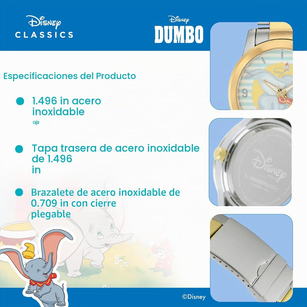 Disney Reloj de cuarzo analógico deportivo casual para adultos