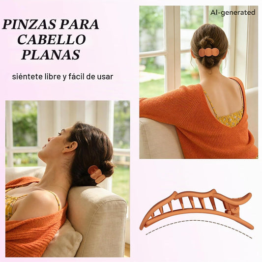 Amlaidu Pinzas de pelo planas medianas para mujer, pinzas de agarre...