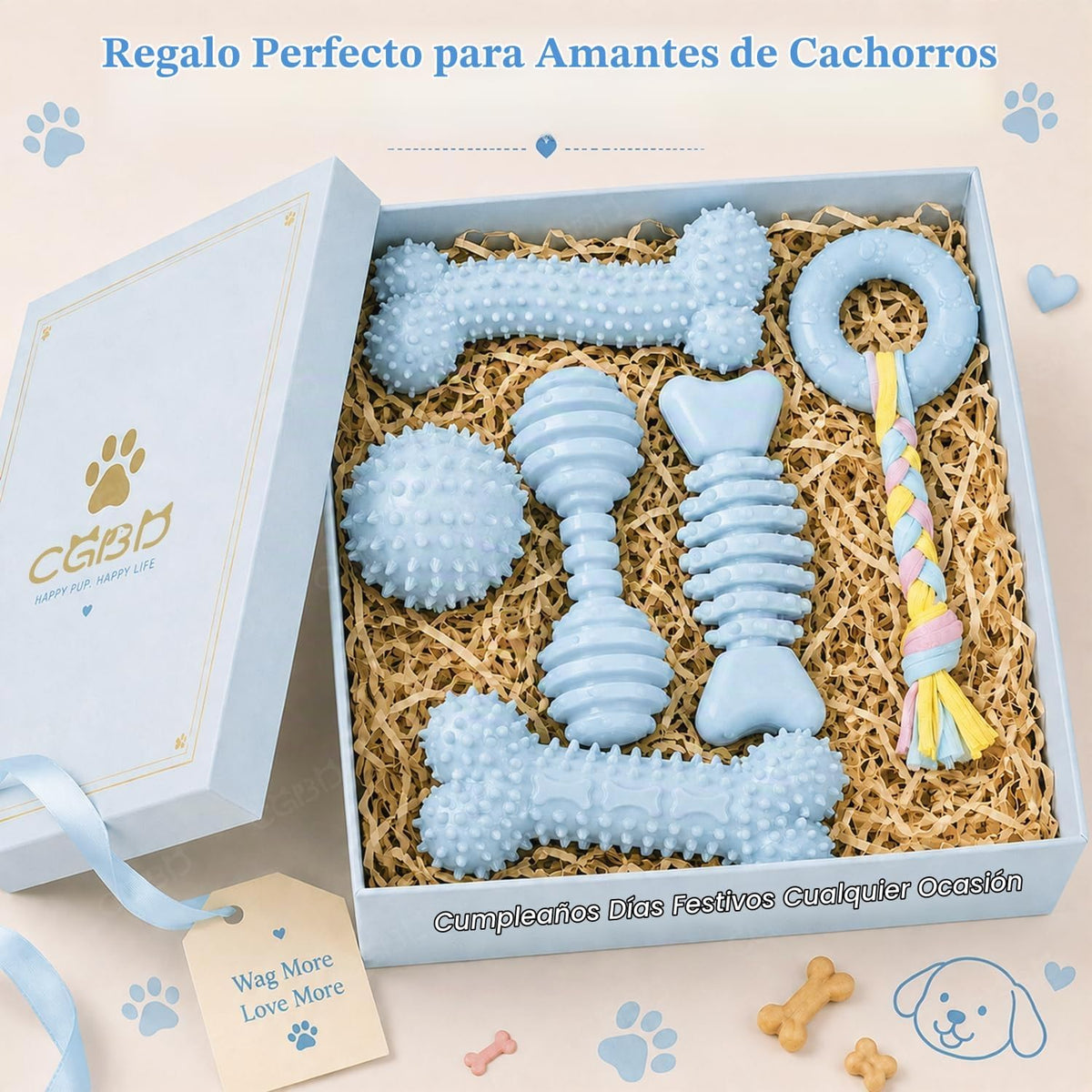 CGBD Juguetes para cachorros, paquete de 6 juguetes masticables par...