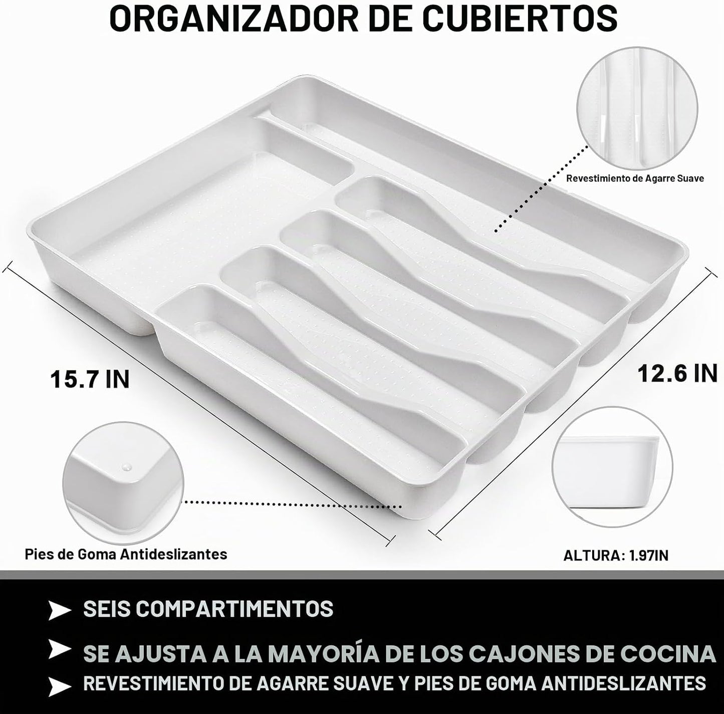 Juego de cubiertos martillados de 49 piezas con organizador, juego...