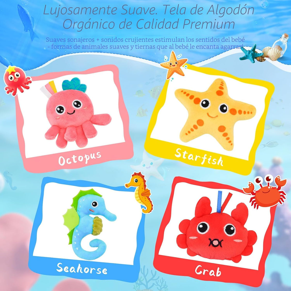 Zendstanding Calcetines de sonajero para bebés de 0 a 6 meses, jueg...